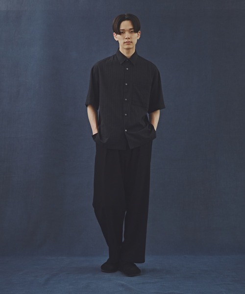 NANO universe(ナノユニバース)の「「Commonuse」コットンストライプジャガードシャツ(シャツ/ブラウス・メンズ・ブラック/ベージュ系その他・L/M)」の9枚目の写真