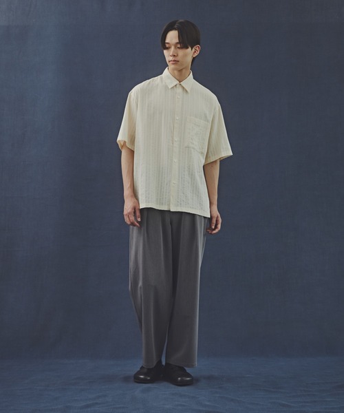 NANO universe(ナノユニバース)の「「Commonuse」コットンストライプジャガードシャツ(シャツ/ブラウス・メンズ・ブラック/ベージュ系その他・L/M)」の6枚目の写真