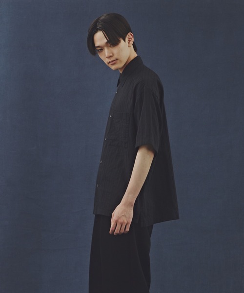 NANO universe(ナノユニバース)の「「Commonuse」コットンストライプジャガードシャツ(シャツ/ブラウス・メンズ・ブラック/ベージュ系その他・L/M)」の11枚目の写真