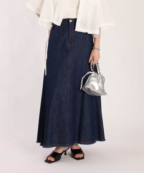 コットンデニムマキシスカート（デニムスカート）｜1chaku.（イッチャク） 8,514円