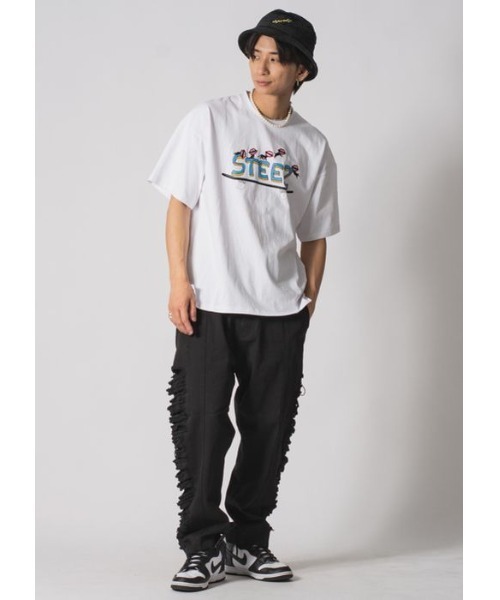 RE730（アールイーセブンサーティー）の「RE730 なみおくんキャット　ビッグシルエットTシャツ（Tシャツ/カットソー・メンズ・オフホワイト/ブラック・MEDIUM/LARGE/X-LARGE）」の4枚目の写真
