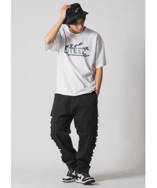RE730（アールイーセブンサーティー）の「RE730 なみおくんキャット　ビッグシルエットTシャツ（Tシャツ/カットソー・メンズ・オフホワイト/ブラック・MEDIUM/LARGE/X-LARGE）」の5枚目の写真