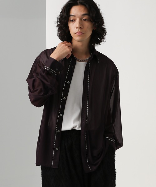 HARE（ハレ）の「シアーシルバーパーツシャツ(HARE)（シャツ/ブラウス・メンズ・パープル/ブラック/グレー・FREE）」の5枚目の写真