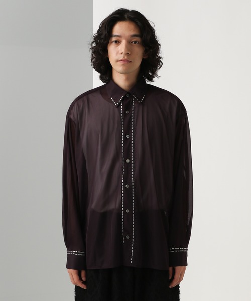 HARE（ハレ）の「シアーシルバーパーツシャツ(HARE)（シャツ/ブラウス・メンズ・パープル/ブラック/グレー・FREE）」の4枚目の写真