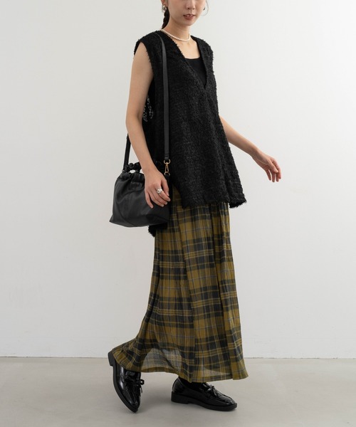 refinedworks（リファインドワークス）の「【refinedworks】 オリジナルのチェック生地を使ったロングスカート（スカート・レディース・イエロー/ネイビー/グリーン・FREE）」の22枚目の写真
