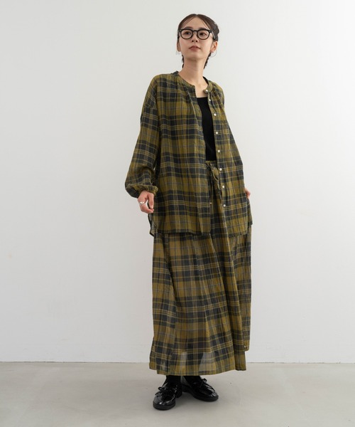 refinedworks（リファインドワークス）の「【refinedworks】 オリジナルのチェック生地を使ったロングスカート（スカート・レディース・イエロー/ネイビー/グリーン・FREE）」の21枚目の写真