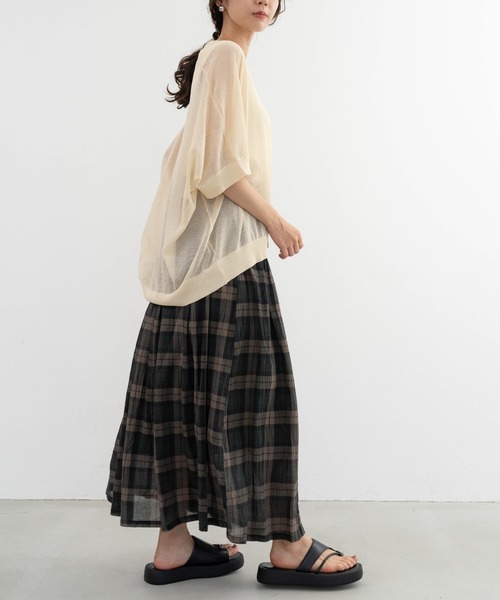refinedworks（リファインドワークス）の「【refinedworks】 オリジナルのチェック生地を使ったロングスカート（スカート・レディース・イエロー/ネイビー/グリーン・FREE）」の14枚目の写真