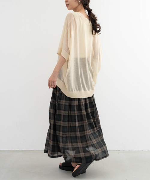 refinedworks（リファインドワークス）の「【refinedworks】 オリジナルのチェック生地を使ったロングスカート（スカート・レディース・イエロー/ネイビー/グリーン・FREE）」の12枚目の写真