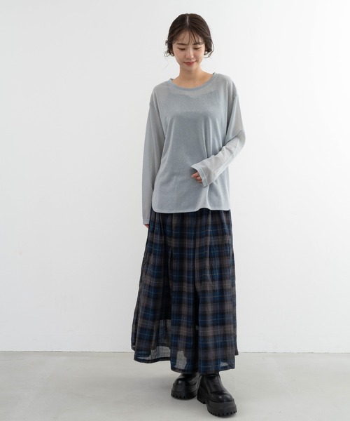 refinedworks（リファインドワークス）の「【refinedworks】 オリジナルのチェック生地を使ったロングスカート（スカート・レディース・イエロー/ネイビー/グリーン・FREE）」の10枚目の写真