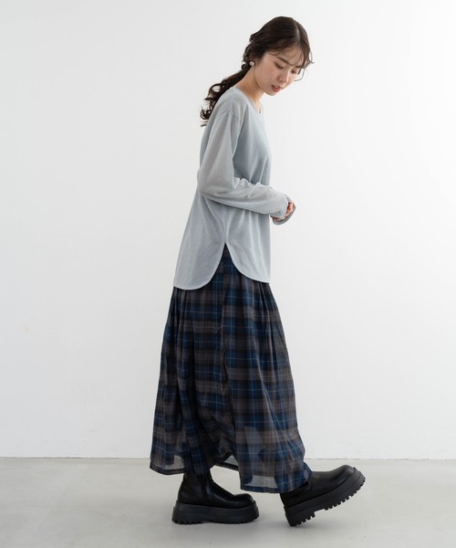 refinedworks（リファインドワークス）の「【refinedworks】 オリジナルのチェック生地を使ったロングスカート（スカート・レディース・イエロー/ネイビー/グリーン・FREE）」の8枚目の写真