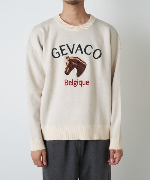 GEVACO（ゲバコ）の「【GEVACO / ゲバコ】ホースサガラ刺繍プルオーバーニット（ニット/セーター・レディース・ネイビー/グレー/ベージュ系その他・LARGE/MEDIUM/SMALL）」の18枚目の写真