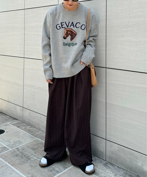 GEVACO（ゲバコ）の「【GEVACO / ゲバコ】ホースサガラ刺繍プルオーバーニット（ニット/セーター・レディース・ネイビー/グレー/ベージュ系その他・LARGE/MEDIUM/SMALL）」の8枚目の写真