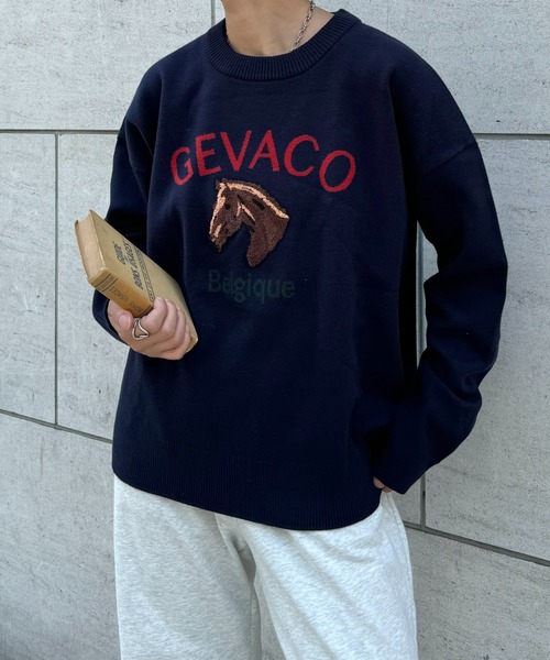 GEVACO（ゲバコ）の「【GEVACO / ゲバコ】ホースサガラ刺繍プルオーバーニット（ニット/セーター・レディース・ネイビー/グレー/ベージュ系その他・LARGE/MEDIUM/SMALL）」の13枚目の写真