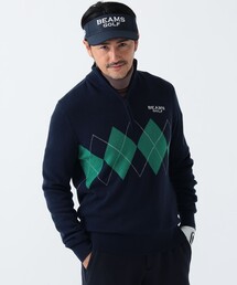 BEAMS GOLF | PURPLE LABEL / ハーフジップ アーガイルニット(ニット/セーター)