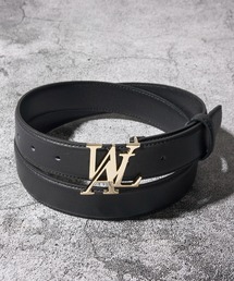 【WOOALONG / ウアロン】Signature Logo Leather Belt / ブランドロゴ レザーベルト