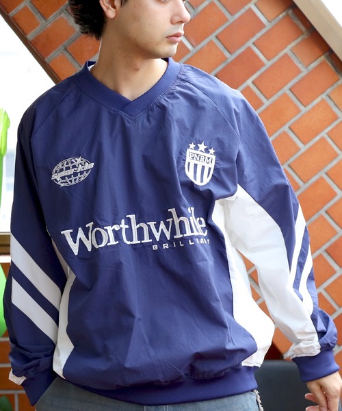 8(eight)(エイト)の「ユニホーム風ナイロンプルオーバー(ナイロンジャケット・メンズ・ブラック/オフホワイト/ネイビー・MEDIUM/LARGE)」の3枚目の写真