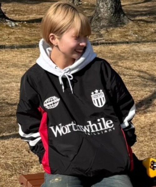 8(eight)(エイト)の「ユニホーム風ナイロンプルオーバー(ナイロンジャケット・メンズ・ブラック/オフホワイト/ネイビー・MEDIUM/LARGE)」の2枚目の写真