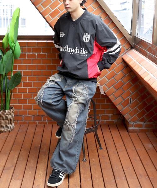 8(eight)(エイト)の「ユニホーム風ナイロンプルオーバー(ナイロンジャケット・メンズ・ブラック/オフホワイト/ネイビー・MEDIUM/LARGE)」の19枚目の写真