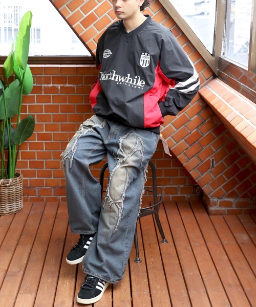 8(eight)(エイト)の「ユニホーム風ナイロンプルオーバー(ナイロンジャケット・メンズ・ブラック/オフホワイト/ネイビー・MEDIUM/LARGE)」の20枚目の写真