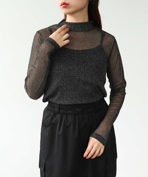 Cepica（セピカ）の「ラメシアーハイネックプルオーバー（Tシャツ/カットソー・レディース・ブラック/オフホワイト・FREE）」の11枚目の写真