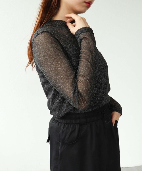 Cepica（セピカ）の「ラメシアーハイネックプルオーバー（Tシャツ/カットソー・レディース・ブラック/オフホワイト・FREE）」の13枚目の写真