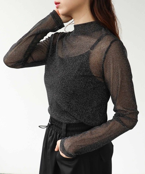 Cepica（セピカ）の「ラメシアーハイネックプルオーバー（Tシャツ/カットソー・レディース・ブラック/オフホワイト・FREE）」の12枚目の写真