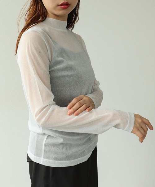 Cepica（セピカ）の「ラメシアーハイネックプルオーバー（Tシャツ/カットソー・レディース・ブラック/オフホワイト・FREE）」の17枚目の写真