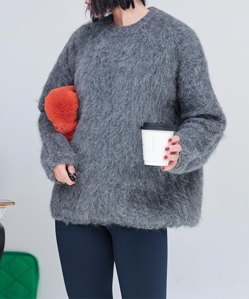 ニット セーター モヘア調 ラウンドネックシャギーニット culw759 レディース c.u.l ニット セーター モヘア調 ラウンドネックシャギーニット
