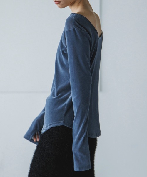 セール】バックUネック ベロアチュールプルオーバー（Tシャツ