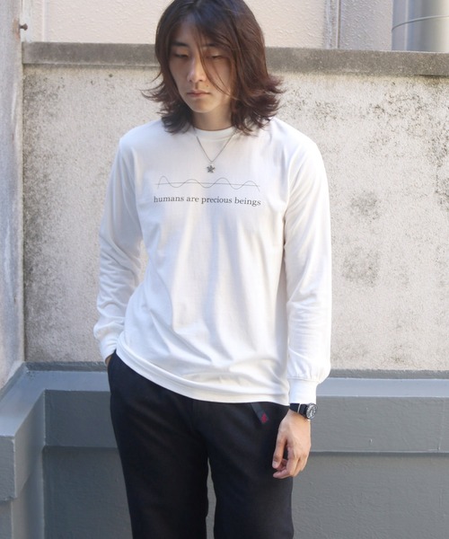 UNIT CHEST（ユニットチェスト）の「【UNIT CHEST】unique unisex long sleeve T-shirt /ユニークユニセックス ロンT OIF students コラボ 心電図 by hirokiueno（Tシャツ/カットソー・レディース・ホワイト/ブラック・L/M/S）」の17枚目の写真