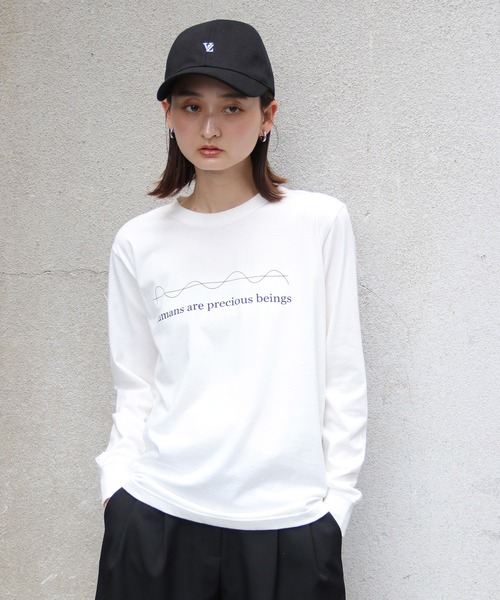 UNIT CHEST（ユニットチェスト）の「【UNIT CHEST】unique unisex long sleeve T-shirt /ユニークユニセックス ロンT OIF students コラボ 心電図 by hirokiueno（Tシャツ/カットソー・レディース・ホワイト/ブラック・L/M/S）」の3枚目の写真