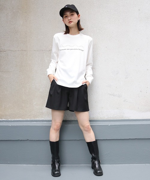UNIT CHEST（ユニットチェスト）の「【UNIT CHEST】unique unisex long sleeve T-shirt /ユニークユニセックス ロンT OIF students コラボ 心電図 by hirokiueno（Tシャツ/カットソー・レディース・ホワイト/ブラック・L/M/S）」の7枚目の写真