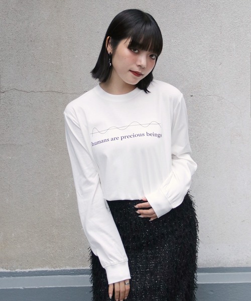 UNIT CHEST（ユニットチェスト）の「【UNIT CHEST】unique unisex long sleeve T-shirt /ユニークユニセックス ロンT OIF students コラボ 心電図 by hirokiueno（Tシャツ/カットソー・レディース・ホワイト/ブラック・L/M/S）」の12枚目の写真