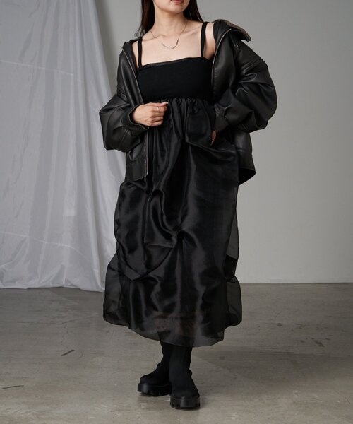 RAY CASSIN(レイカズン)の「チュールティアードベアワンピース(ワンピース・レディース・アイボリー/ブラック/グレー・FREE)」の12枚目の写真