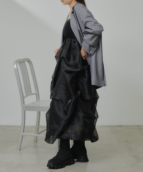 RAY CASSIN(レイカズン)の「チュールティアードベアワンピース(ワンピース・レディース・アイボリー/ブラック/グレー・FREE)」の14枚目の写真