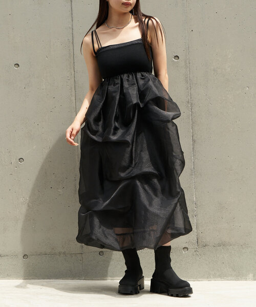 RAY CASSIN(レイカズン)の「チュールティアードベアワンピース(ワンピース・レディース・アイボリー/ブラック/グレー・FREE)」の16枚目の写真