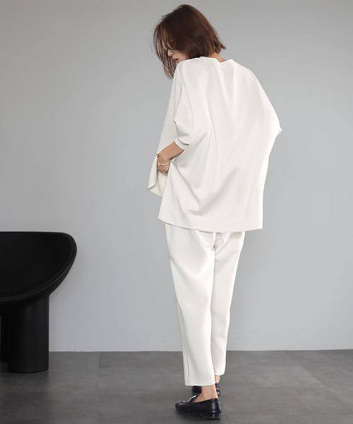 ELFRANK(エルフランク)の「【M~Lサイズ展開】セットアップ ジャージーオーバーサイズトップス テーパードパンツ 上下セット(セットアップ・レディース・ブラック/グレー/オフホワイト・FREE/M/L)」の7枚目の写真