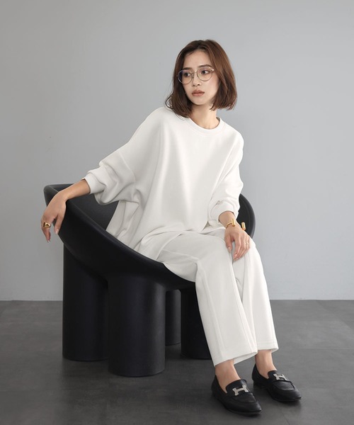 ELFRANK(エルフランク)の「【M~Lサイズ展開】セットアップ ジャージーオーバーサイズトップス テーパードパンツ 上下セット(セットアップ・レディース・ブラック/グレー/オフホワイト・FREE/M/L)」の8枚目の写真