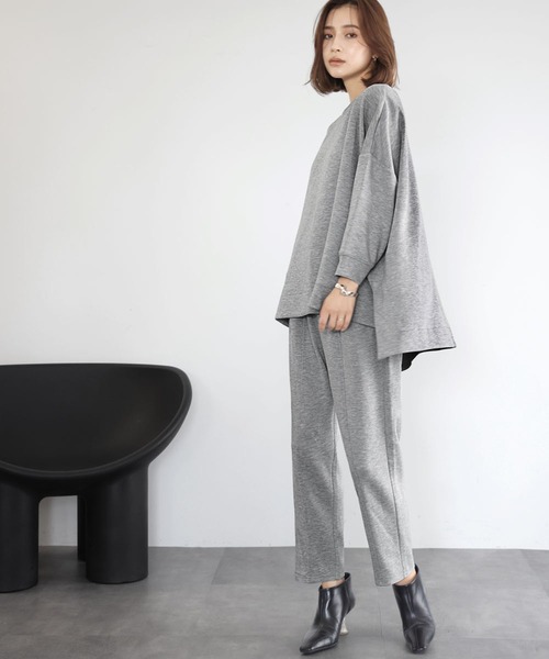ELFRANK(エルフランク)の「【M~Lサイズ展開】セットアップ ジャージーオーバーサイズトップス テーパードパンツ 上下セット(セットアップ・レディース・ブラック/グレー/オフホワイト・FREE/M/L)」の9枚目の写真