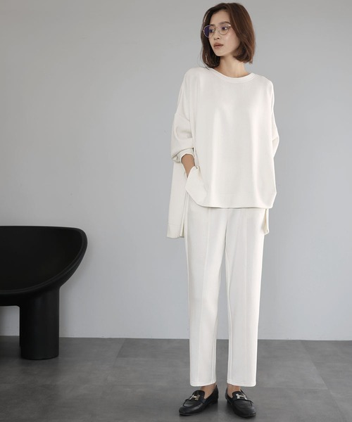 ELFRANK(エルフランク)の「【M~Lサイズ展開】セットアップ ジャージーオーバーサイズトップス テーパードパンツ 上下セット(セットアップ・レディース・ブラック/グレー/オフホワイト・FREE/M/L)」の20枚目の写真