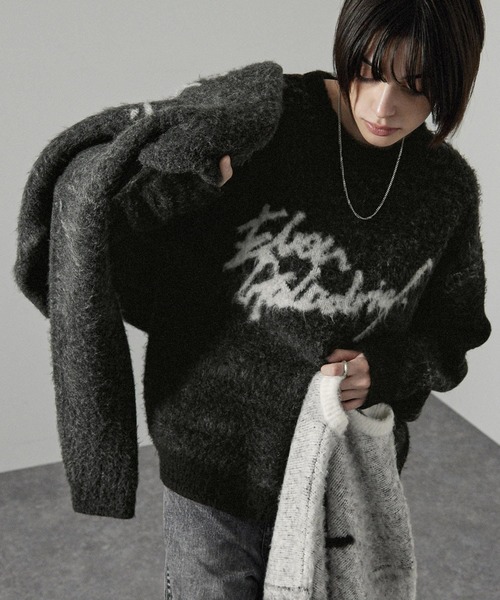 Alfred Alex(アルフレッドアレックス)の「【Alfred Alex】グラフィックデザイン ビッグシャギーニット(ニット/セーター・メンズ・ブラック/オフホワイト/チャコール・L/M)」の15枚目の写真