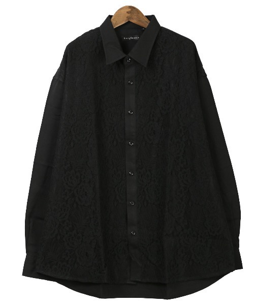 LUXSTYLE(ラグスタイル)の「レース貼り付けビッグシルエット長袖シャツ(シャツ/ブラウス・メンズ・ホワイト/ブラック・FREE)」の15枚目の写真