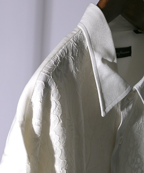 LUXSTYLE(ラグスタイル)の「レース貼り付けビッグシルエット長袖シャツ(シャツ/ブラウス・メンズ・ホワイト/ブラック・FREE)」の16枚目の写真