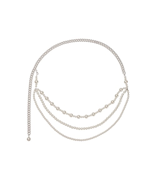 Ameri(アメリ)の「NICKEL FREE DROP PEARL CHAIN BELT(ベルト・レディース・シルバー・FREE)」の2枚目の写真