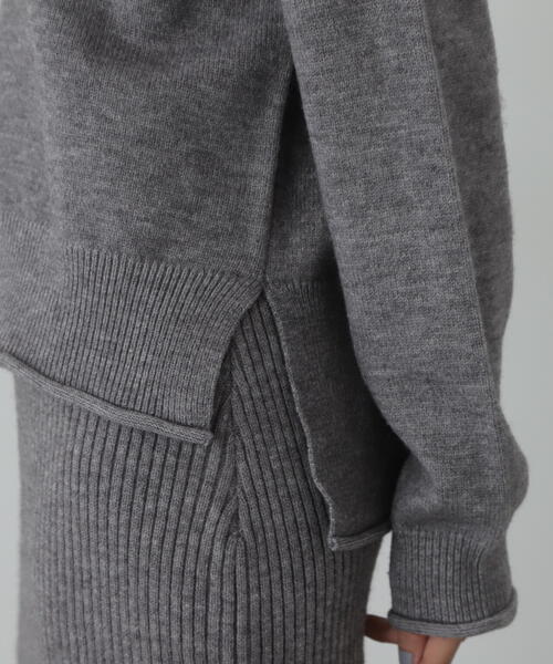 N.（N. Natural Beauty Basic）（エヌエヌナチュラルビューティーベーシック）の「◆ロールエッジゆるニットセットアップ（ワンピース・レディース・オフホワイト/杢グレー/ブラック・MEDIUM）」の6枚目の写真