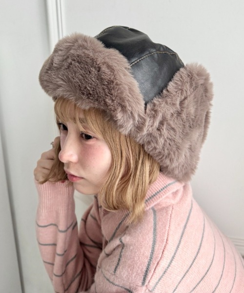 SOLLON.（ソルロン）の「フェイクファーPUフライトキャップ（キャップ