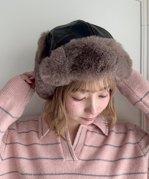 セール】フェイクファーPUフライトキャップ（キャップ）｜SOLLON