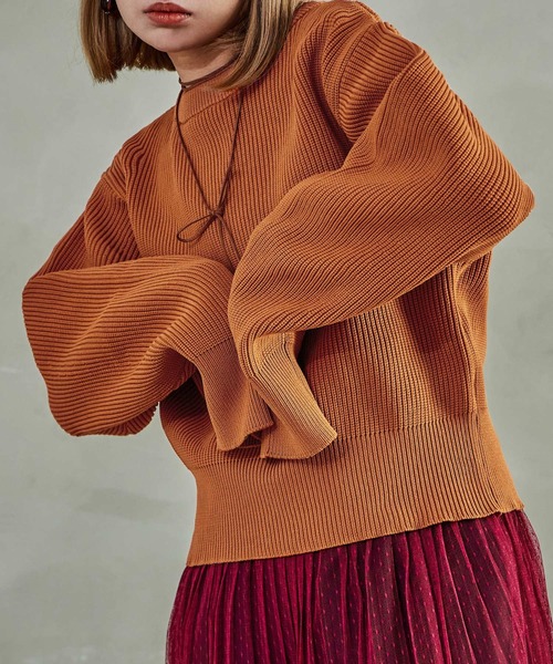 Fashion Letter(ファッションレター)の「ダンボールニット バナナスリーブ オーバーサイズ プルオーバー(ニット/セーター・レディース・アイボリー/ブラック/ミント/オレンジ/ブルー/グレー・M)」の6枚目の写真