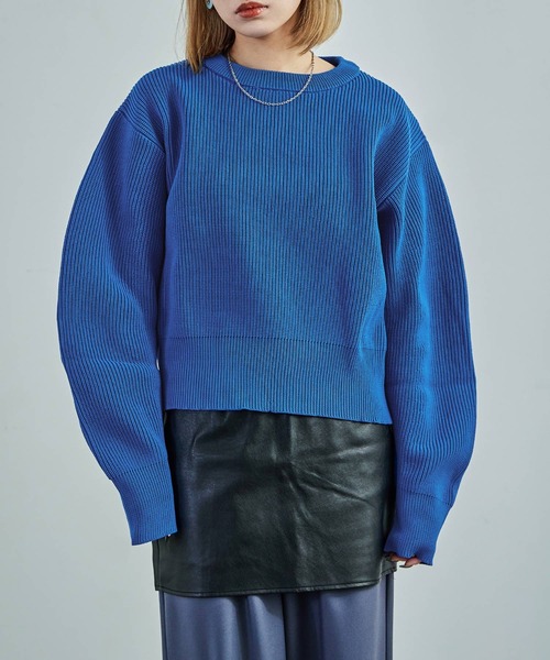 Fashion Letter(ファッションレター)の「ダンボールニット バナナスリーブ オーバーサイズ プルオーバー(ニット/セーター・レディース・アイボリー/ブラック/ミント/オレンジ/ブルー/グレー・M)」の5枚目の写真