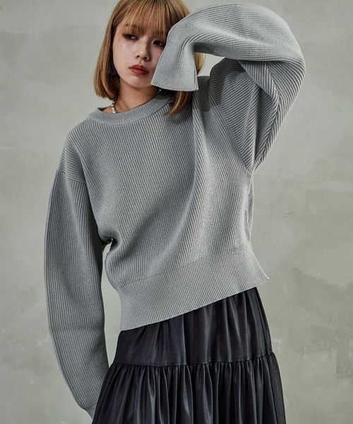 Fashion Letter(ファッションレター)の「ダンボールニット バナナスリーブ オーバーサイズ プルオーバー(ニット/セーター・レディース・アイボリー/ブラック/ミント/オレンジ/ブルー/グレー・M)」の15枚目の写真